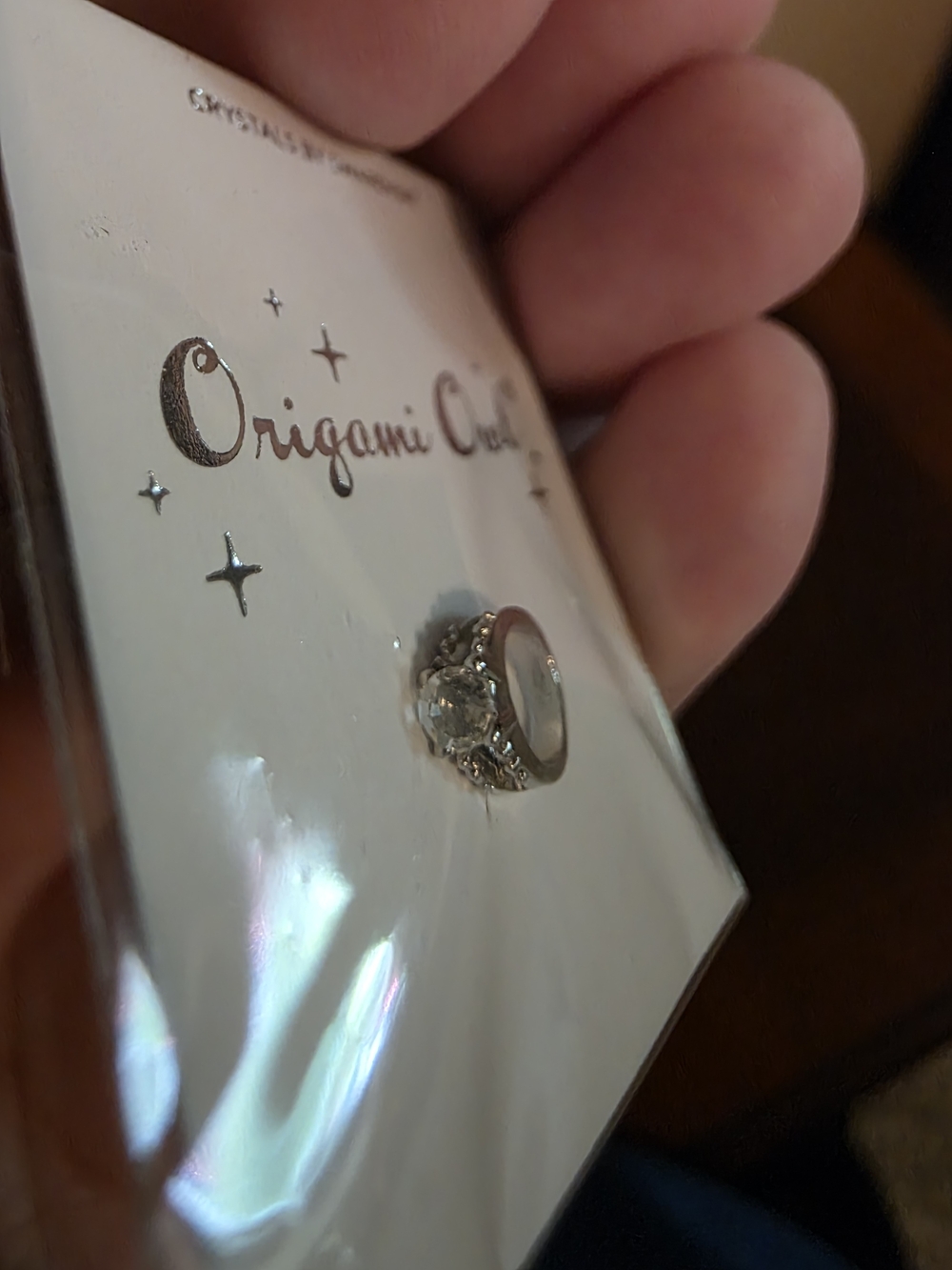 Origami Owl Silver Clear Crystal Halo Ring